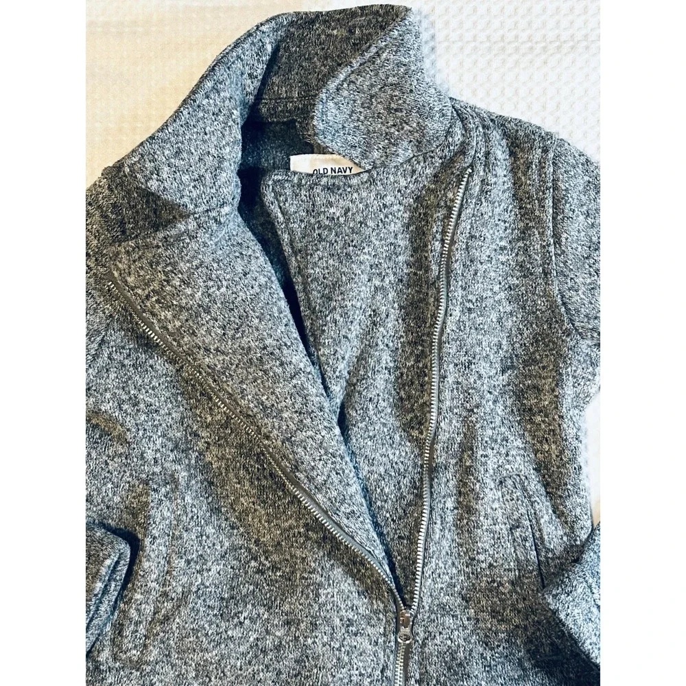 Old Navy Youth Girls Size Small (6/7)Jacket Asymmetrical Zip Heather Gray Fleece